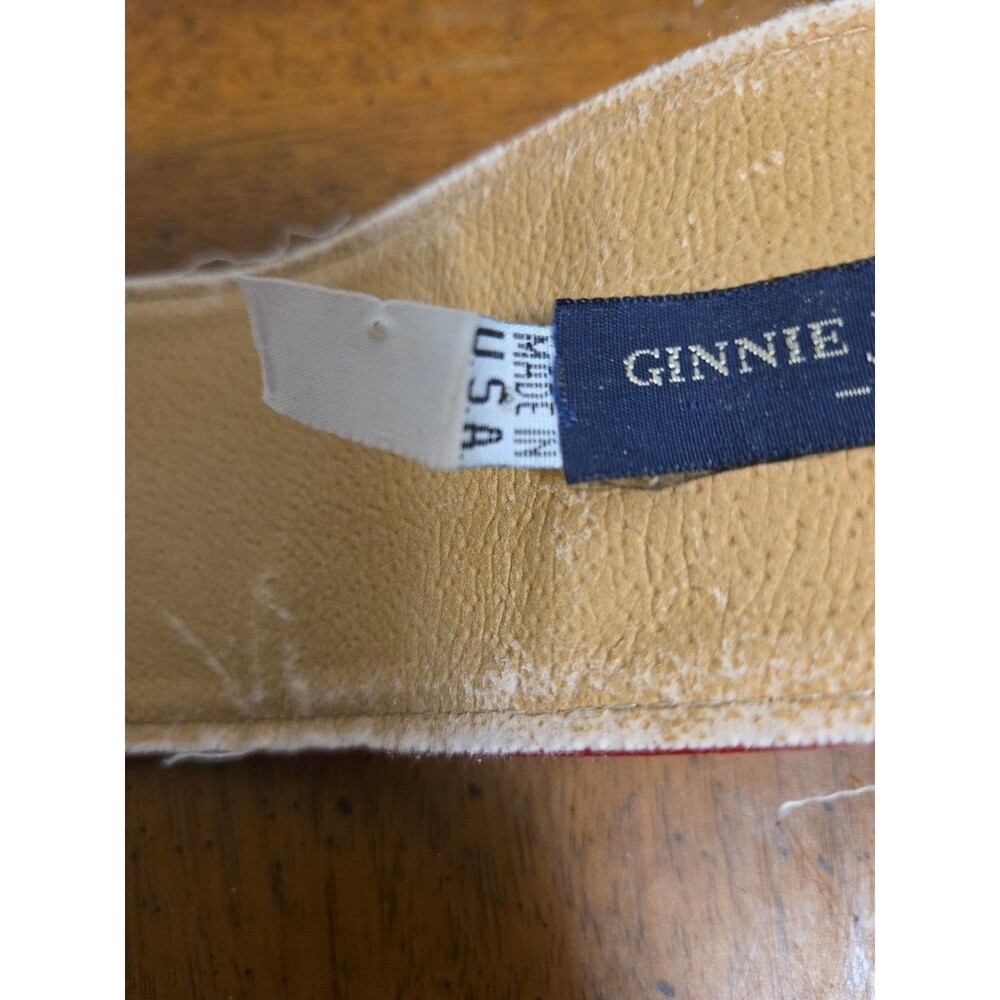 Ginnie Johansen Red Leather Alligator Print Belt Buckle 26" Vintage 1980s Wide - Picture 4 of 5